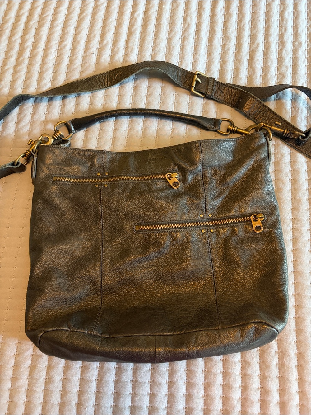 Liebeskind Crossbody Bag in Dark Gray with Brass Hardware